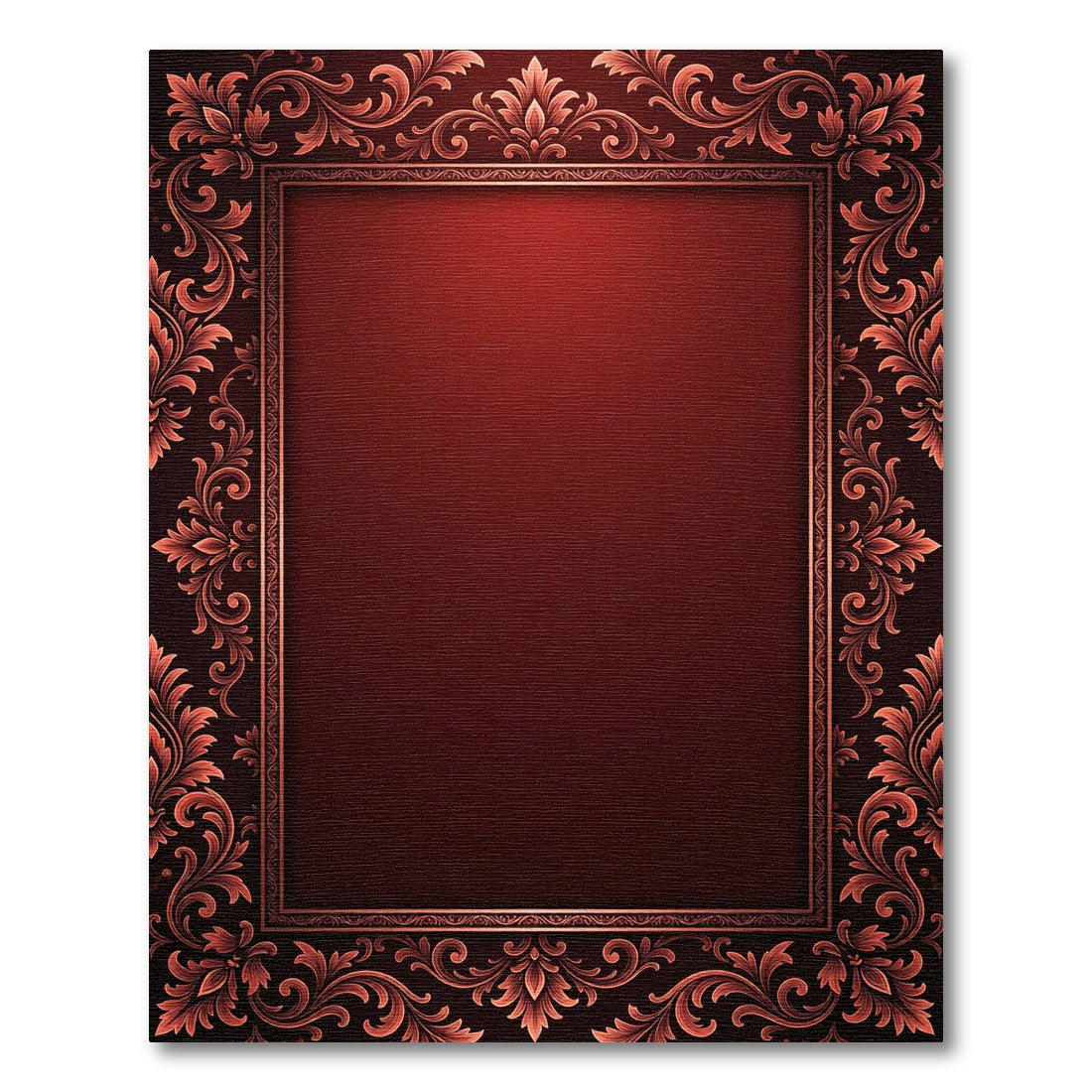 Ornate Crimson Victorian Damask Bordered Backdrop Rug