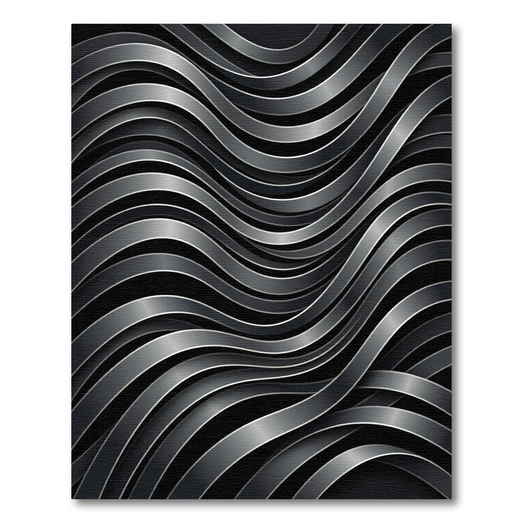 Abstract Metallic Wave Ribbon Rug