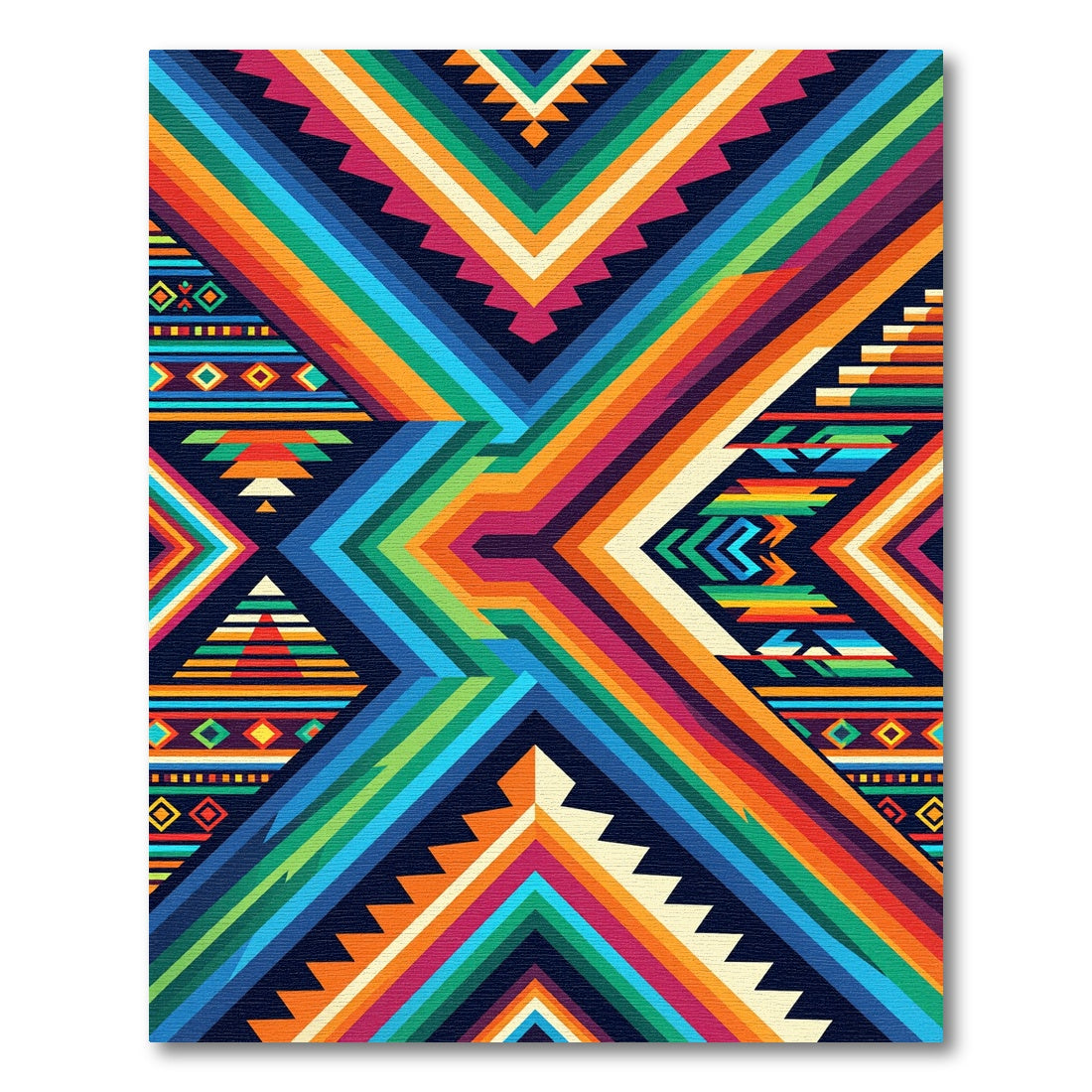 Vibrant Geometric Rainbow Mountain Art Rug