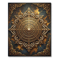 Ornate Golden Filigree Floral Mandala Rug