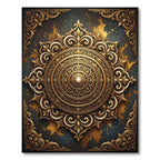 Ornate Golden Filigree Floral Mandala Rug