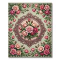 Ornate Pink Rose Garland Medallion Rug