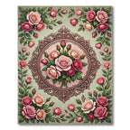 Ornate Pink Rose Garland Medallion Rug