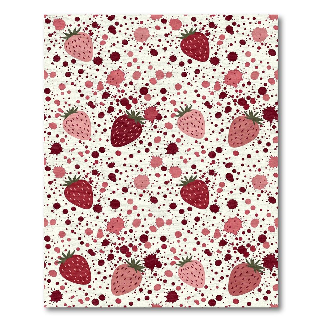 Pink Strawberry Splatter Scattered Rug