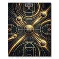Golden Basketball Court Radiant Abstract Rug