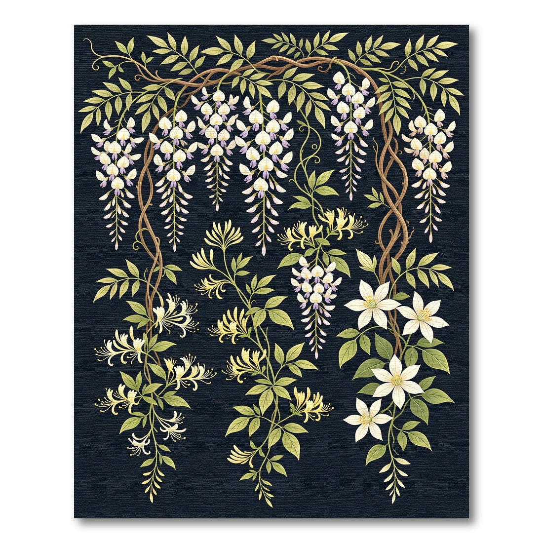 White Wisteria Yellow Honeysuckle Blooms Rug
