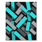 Modern Cyan Turquoise Gray Geometric Block Rug
