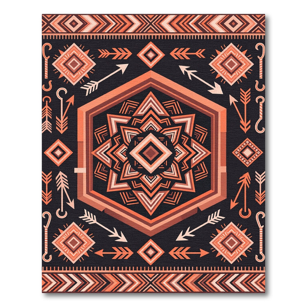 Warm Earth Tone Geometric Arrow Rug
