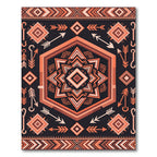 Warm Earth Tone Geometric Arrow Rug
