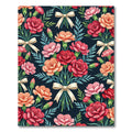 Vintage Carnation Bouquet Dark Floral Rug