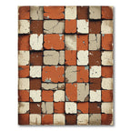 Textured Terracotta Stone Geometric Grid Rug