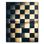 Earthy Sepia Landscape Checkerboard Grid Rug