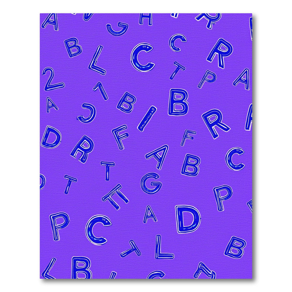 Blue Alphabet Scatter on Purple Rug