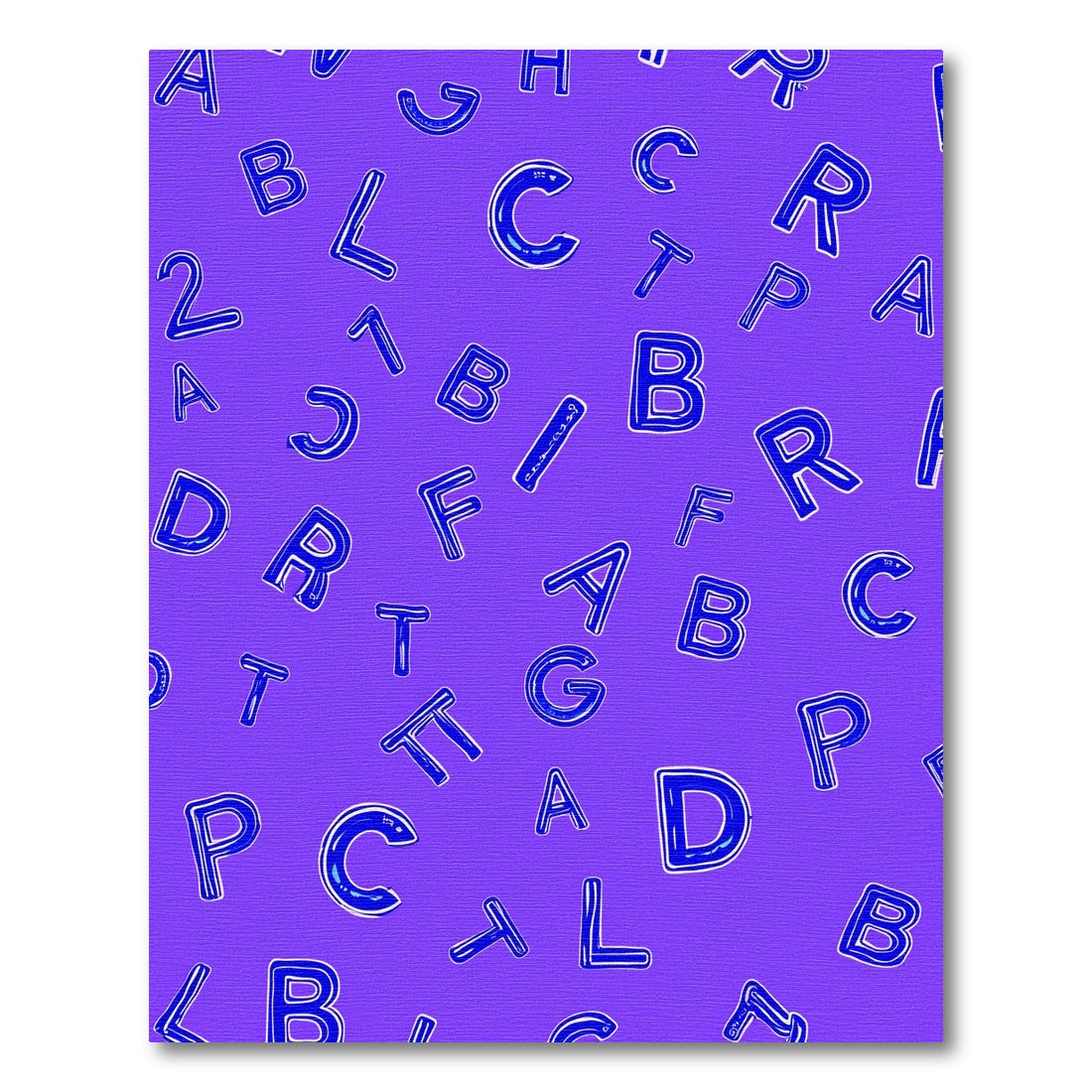 Blue Alphabet Scatter on Purple Rug