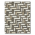 Neutral Earth Toned Geometric Inlay Rug