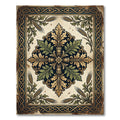 Antique Gold Green Botanical Medallion Rug
