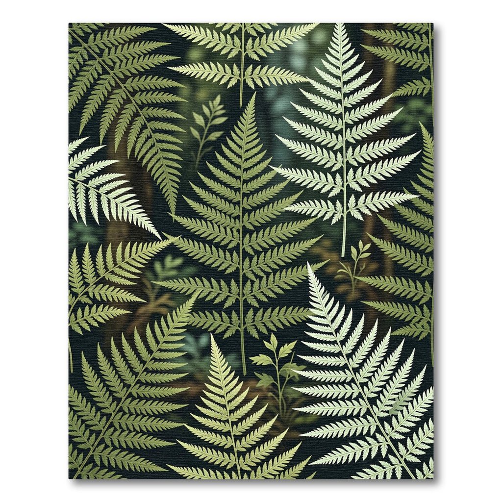 Lush Green Fern Forest Foliage Rug