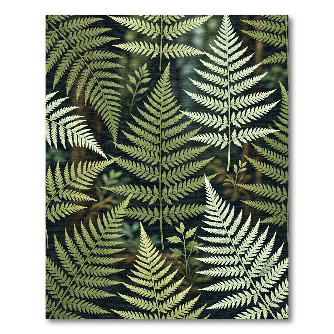 Lush Green Fern Forest Foliage Rug