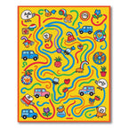 Whimsical Yellow Cartoon Character Collection Rug