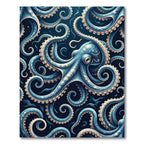 Deep Blue Intricate Octopus Swirl Rug