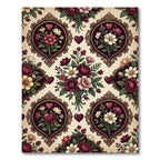 Framed Floral Hearts Vintage Arrangement Rug