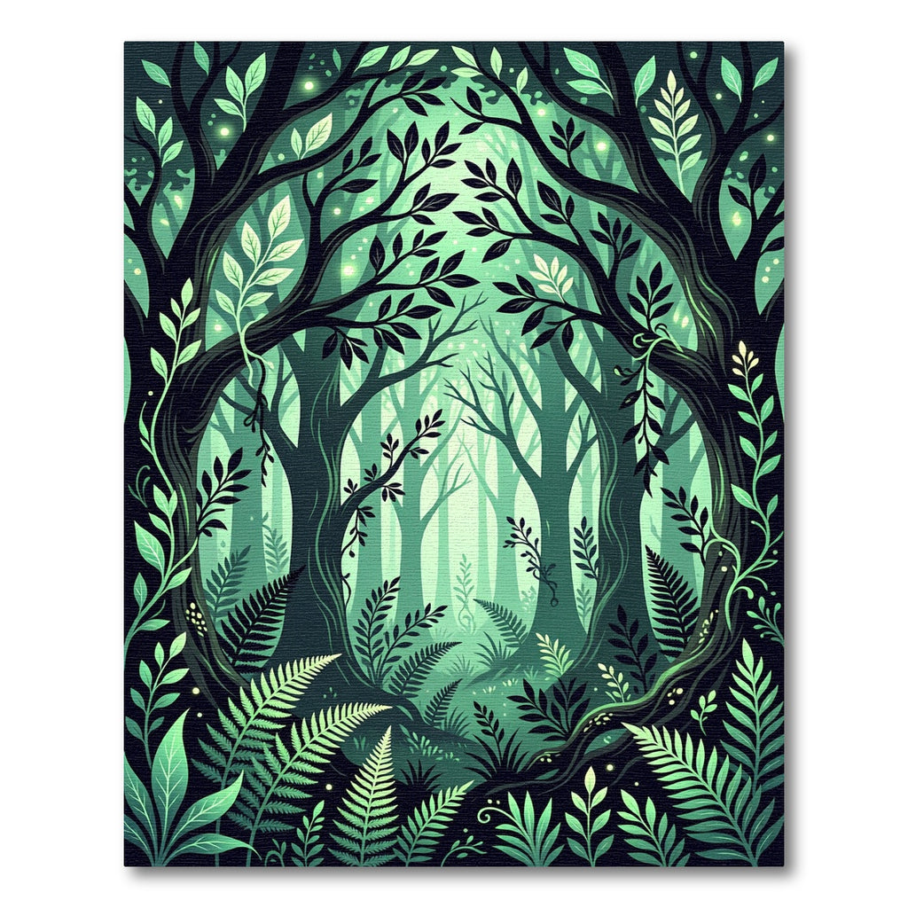 Lush Green Enchanted Forest Foliage Rug