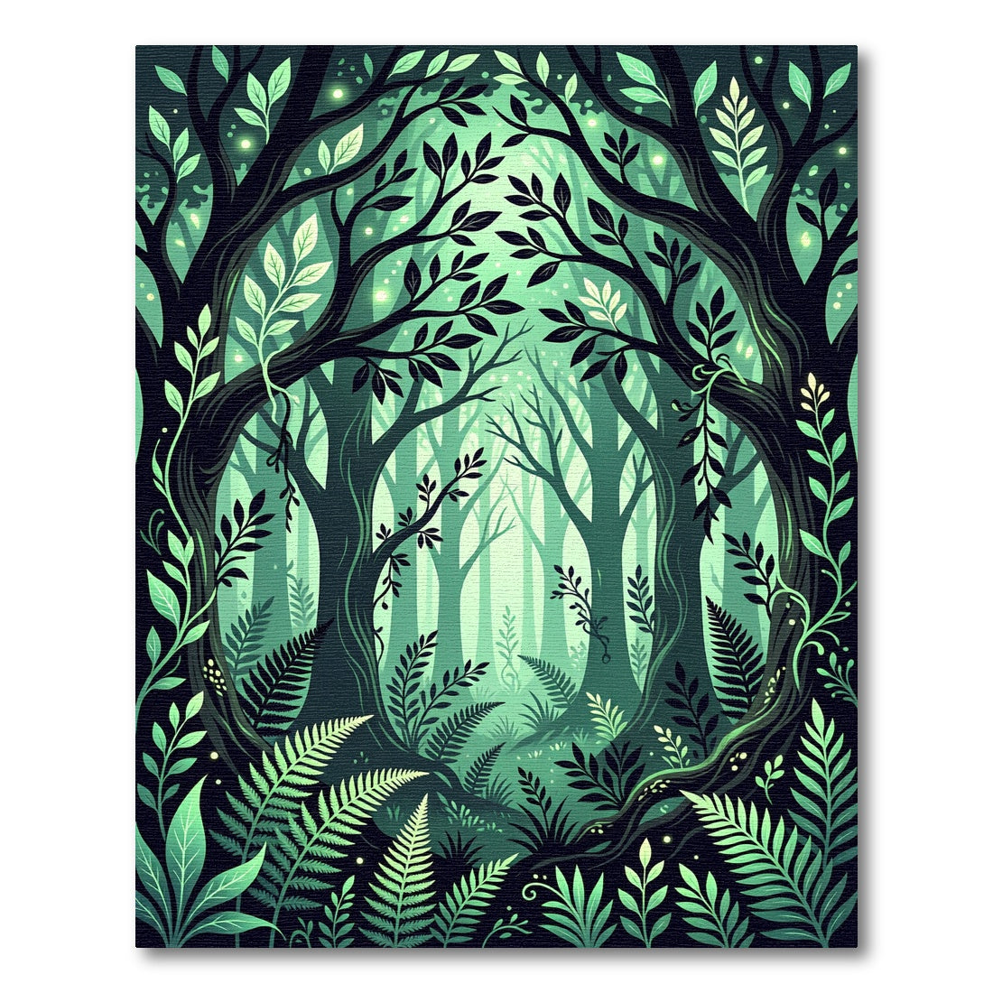 Lush Green Enchanted Forest Foliage Rug