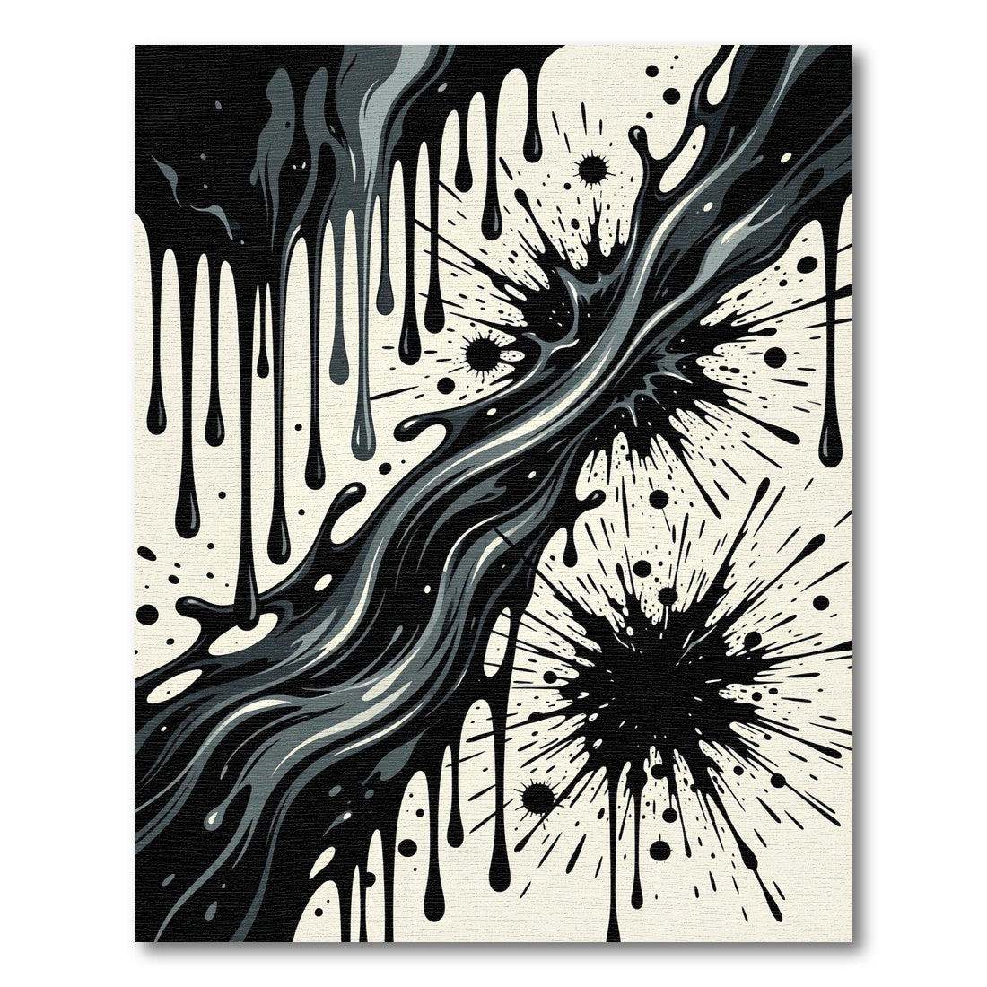 Monochrome Abstract Fluid Ink Splash Rug