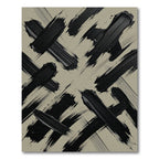 Modern Black Abstract Brushwork Rug
