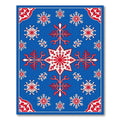 Blue Red Snowflake Medallion Rug