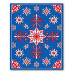 Blue Red Snowflake Medallion Rug