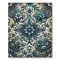 Deep Blue Floral Scrolling Acanthus Rug