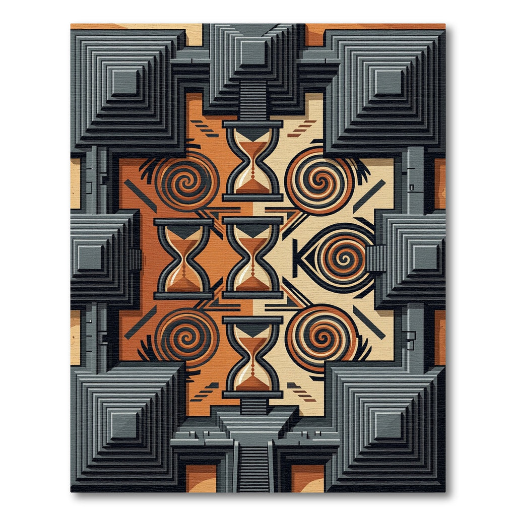 Geometric Mayan Stepped Hourglass Earthy Rug