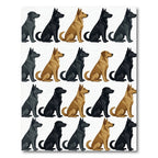 Repeating Golden and Black Sitting Dog Rug