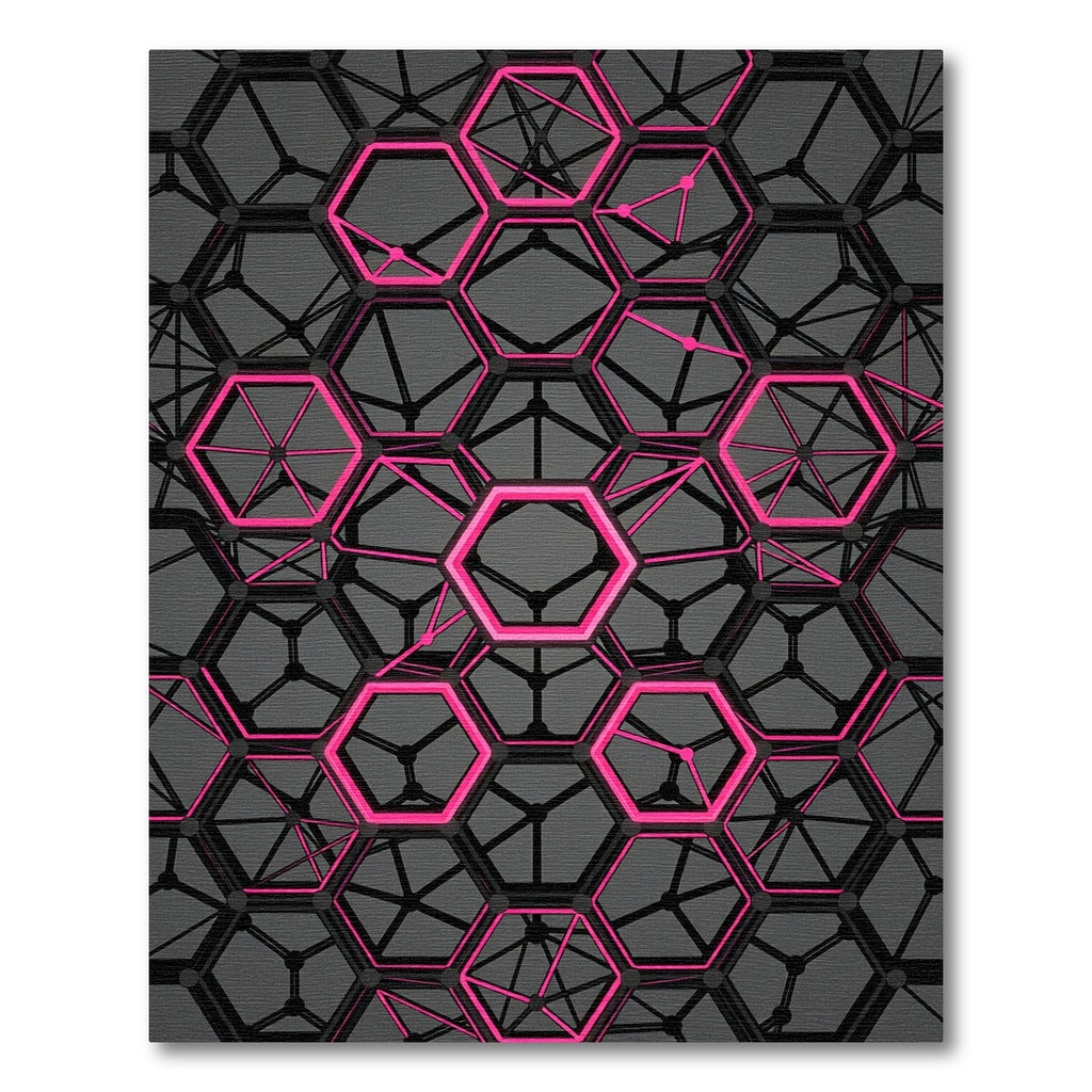 Neon Pink Geometric Hexagon Grid Rug