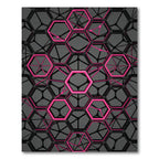 Neon Pink Geometric Hexagon Grid Rug
