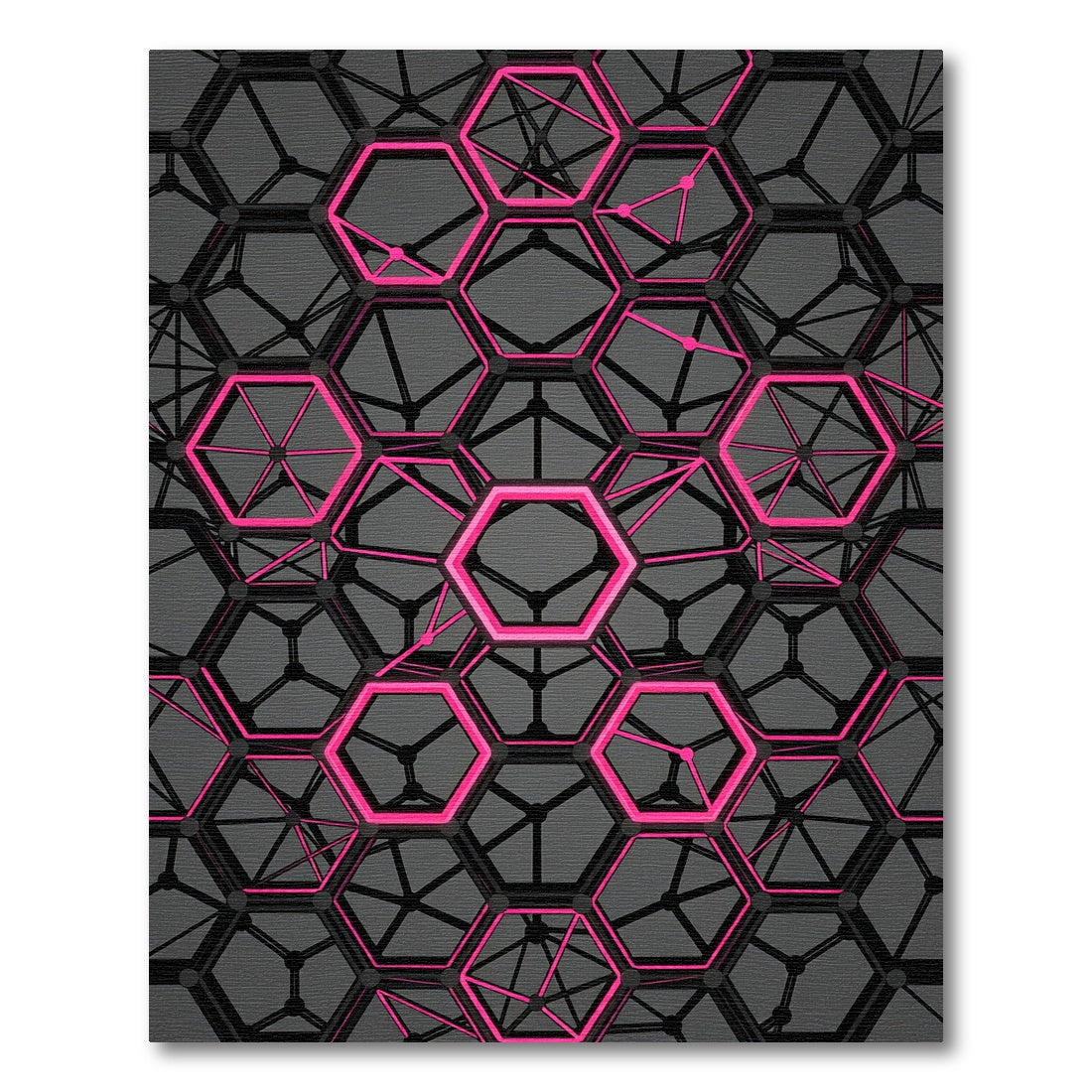 Neon Pink Geometric Hexagon Grid Rug