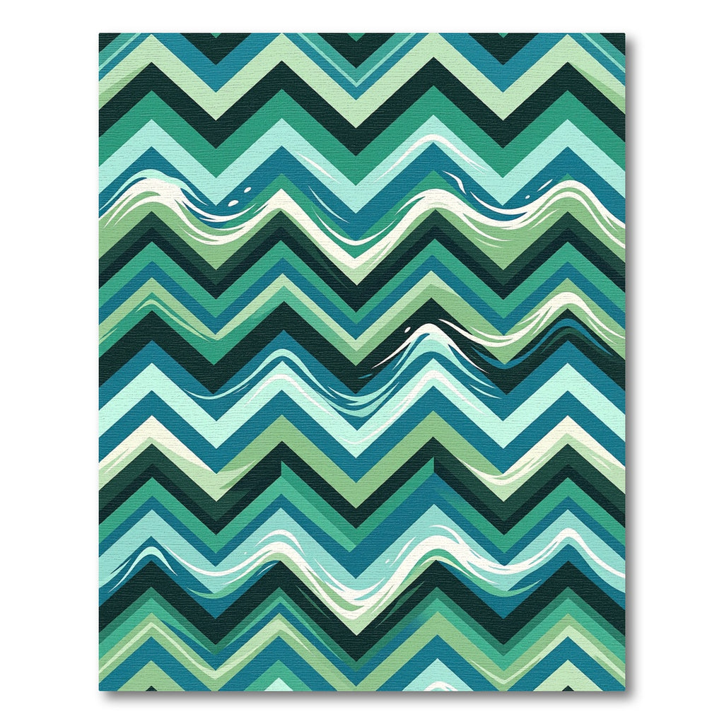 Modern Teal Green Chevron Wave Rug