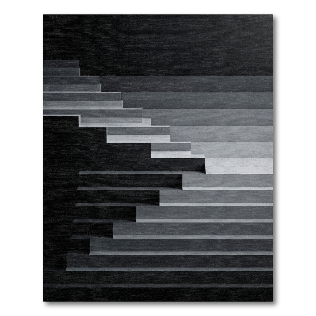 Minimalist Monochrome Geometric Step Gradient Rug