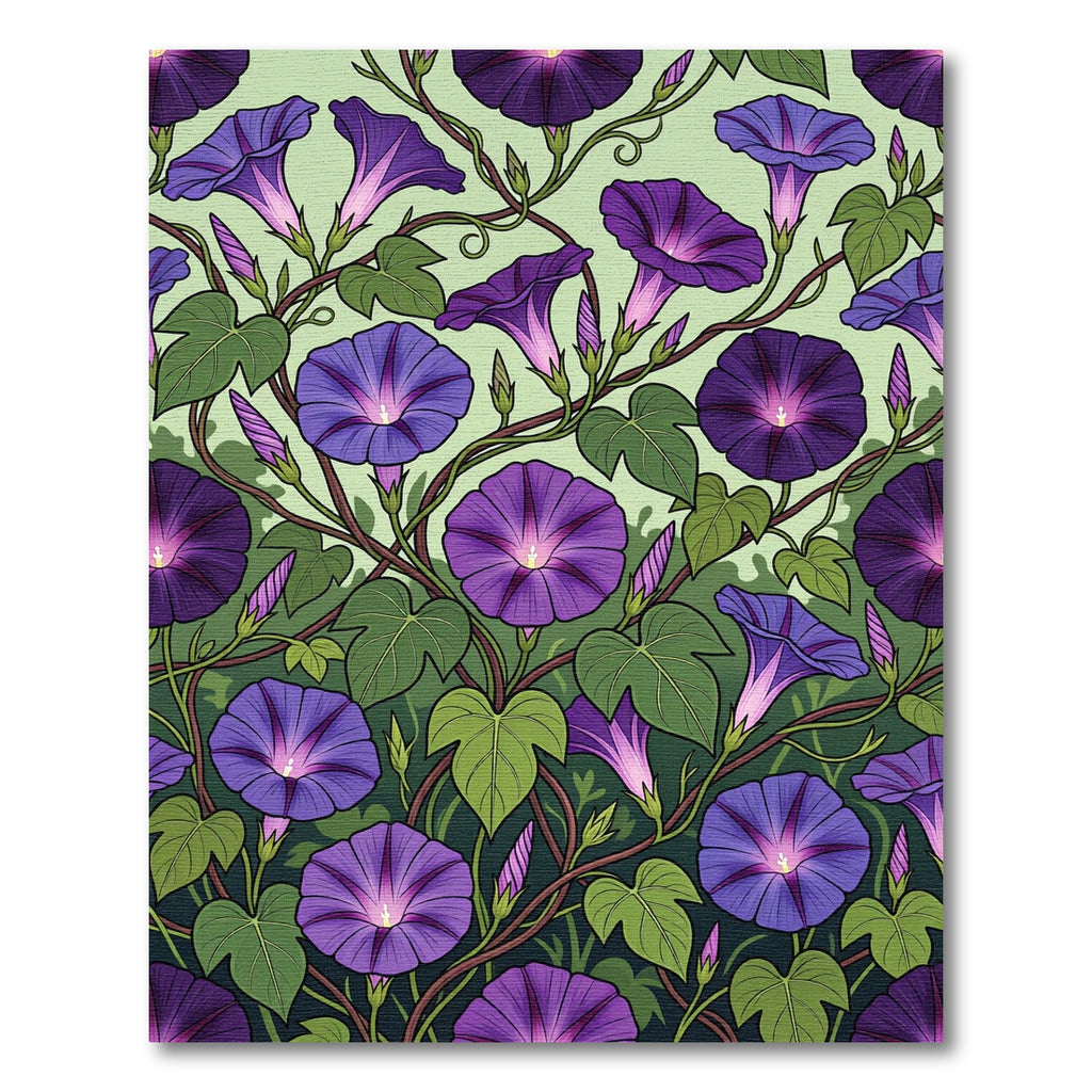 Vibrant Purple Morning Glory Botanical Rug