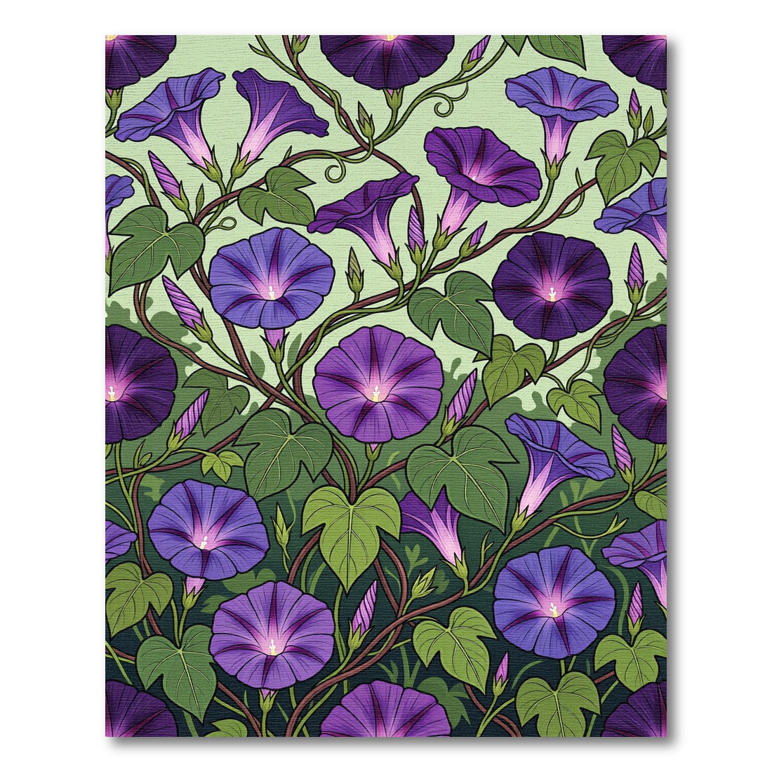 Vibrant Purple Morning Glory Botanical Rug