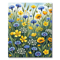 Golden Yellow Blue Cornflower Meadow Rug
