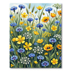 Golden Yellow Blue Cornflower Meadow Rug