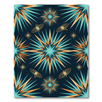 Celestial Teal and Gold Starry Sky Rug