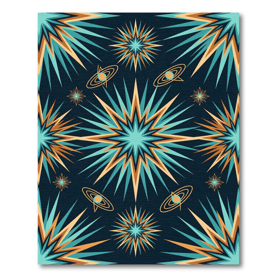 Celestial Teal and Gold Starry Sky Rug