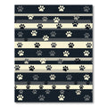 Neutral Striped Paw Print Indoor Rug