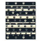 Neutral Striped Paw Print Indoor Rug