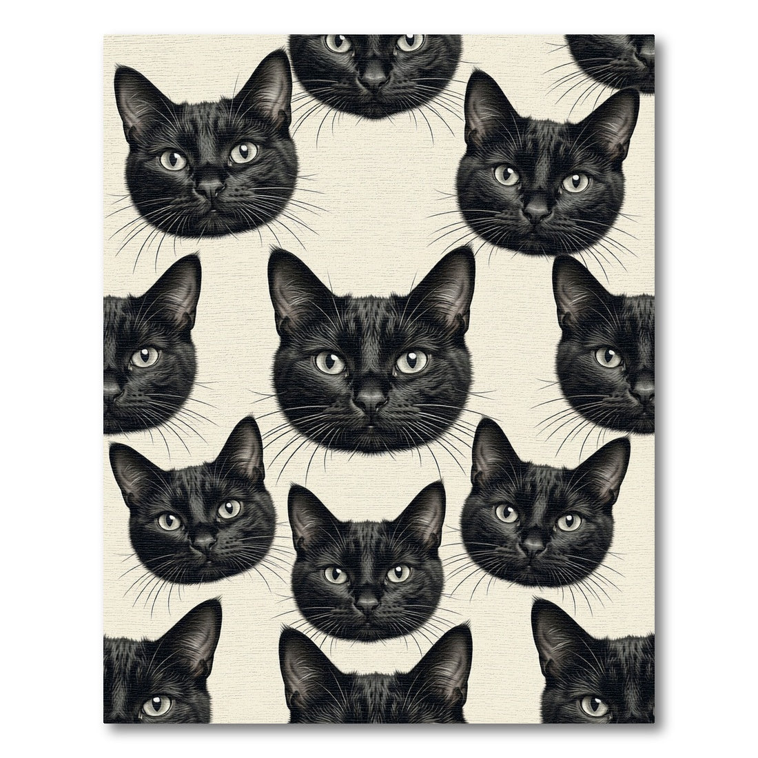 Minimalist Black Cat Face Grid Rug