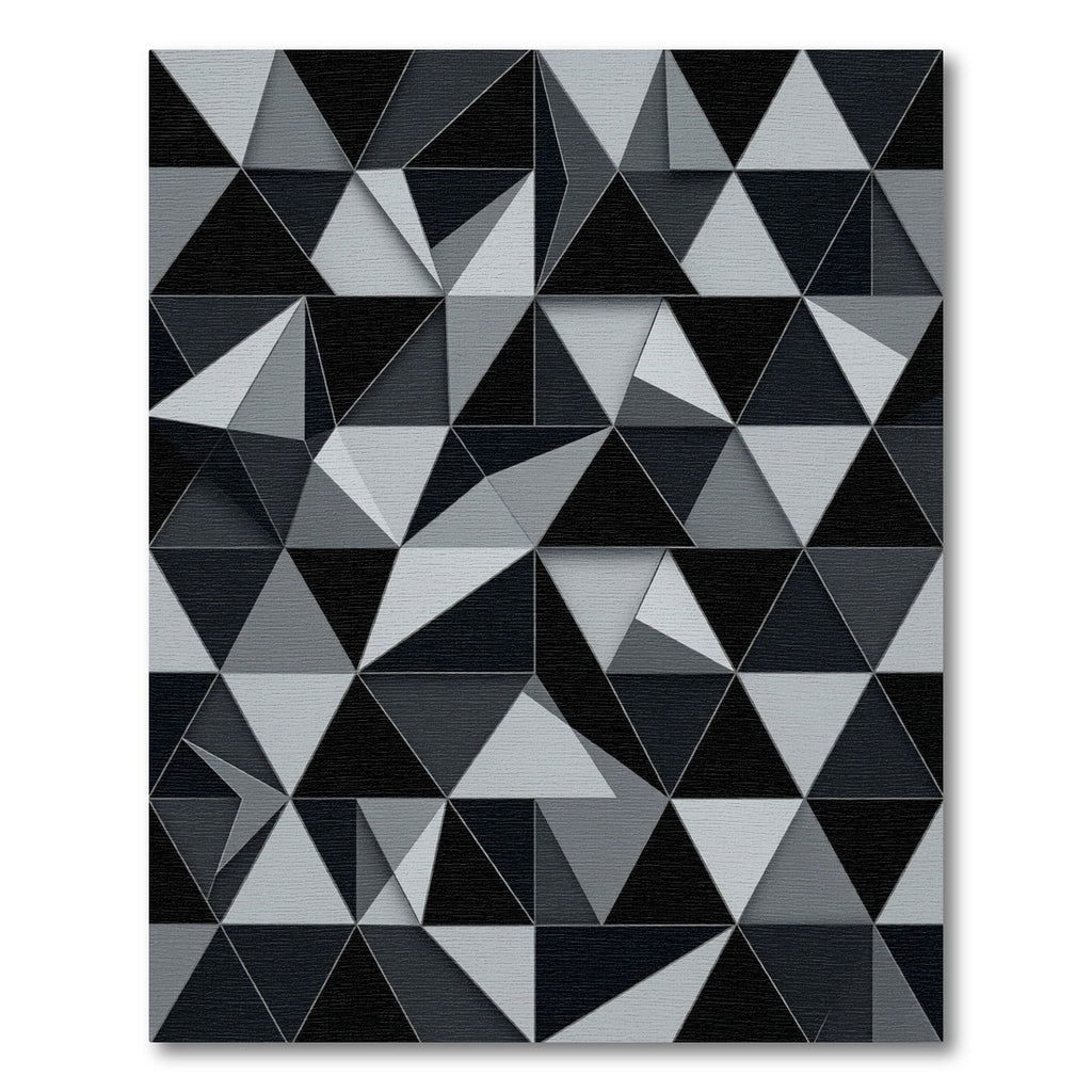 Monochrome Geometric Triangle Abstract Art Rug
