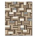 Modern Interlocking Wood Plank Mosaic Rug